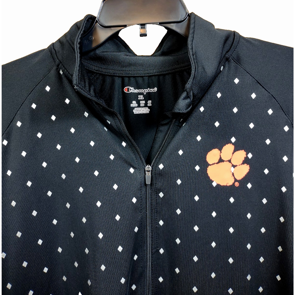 Clemson Tigers NCAA Quarter Zip Women's XL Pullover Team Logo by Champion Black - Picture 5 of 8